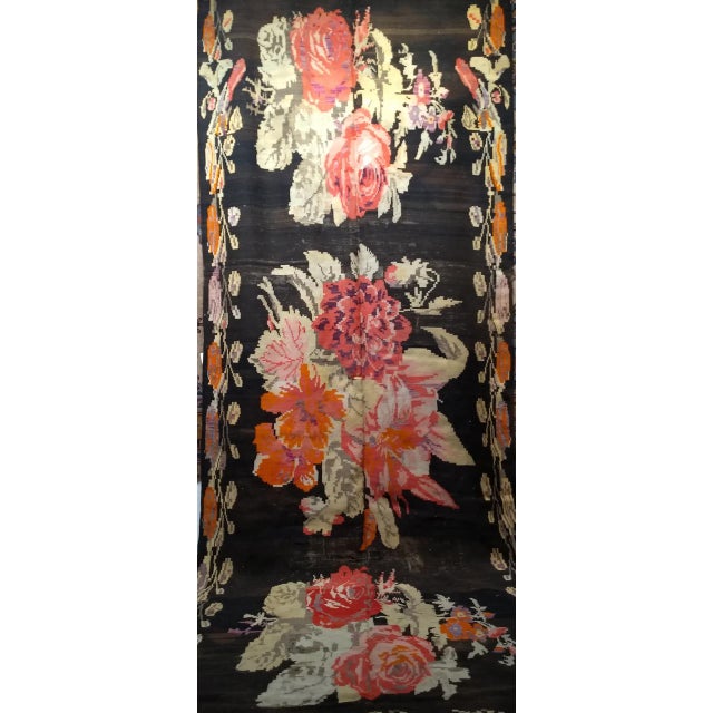 One of the rarest and most sought-after kilims from the Caucasus region, this antique Karabagh kilim is a true masterpiece...