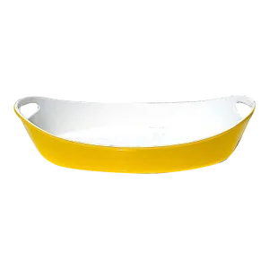 Vintage 1970s Michael Lax for Copco Yellow Enamel and Cast Iron Baking Dish
