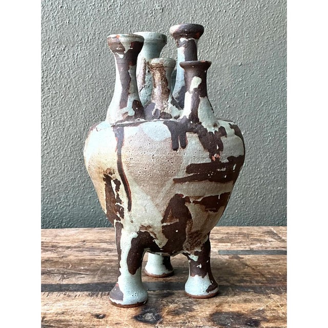 Ceramic Vintage Multineck Ceramic Vessel For Sale - Image 7 of 12