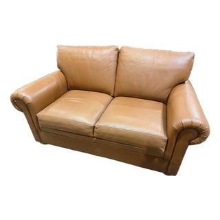 Ethan Allen Rust Leathter "Conor" Loveseat For Sale