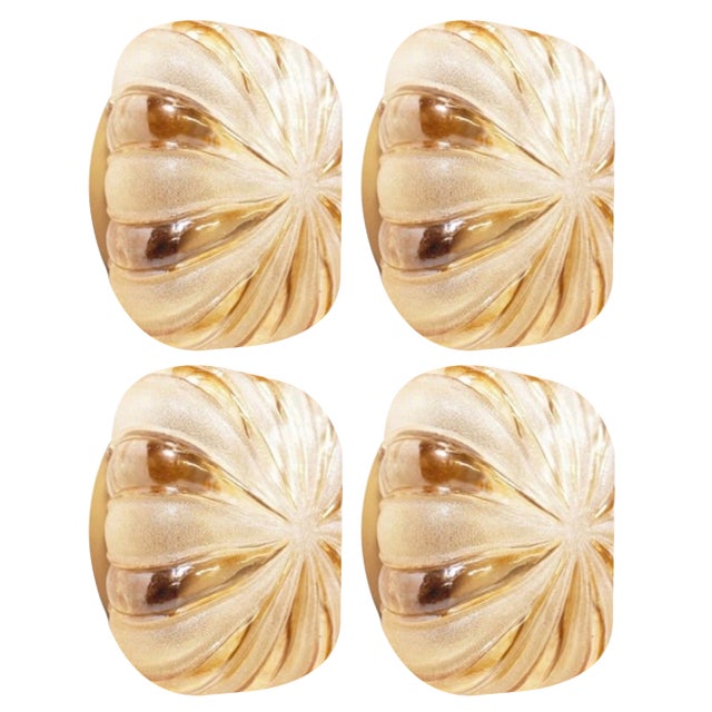 Midcentury Modern German Glass Wall Sconces by Wila Leuchten, 1970s, Set of 4 For Sale