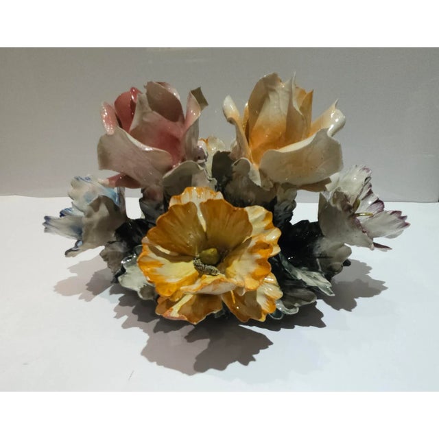1930s 1930s Vintage Centerpiece Capodimonte Porcelain Flower Basket Made in Italy For Sale - Image 5 of 12
