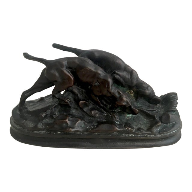 Mid 20th Century Sculpture of Hunting Dogs Figurine For Sale