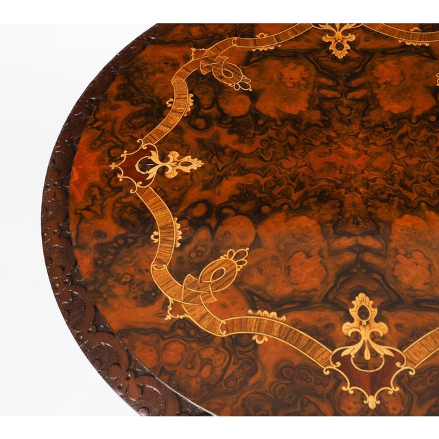 Antique Victorian Burr Wanut and Marquetry Occasional Tables, 1800s, Set of 2 For Sale - Image 5 of 11