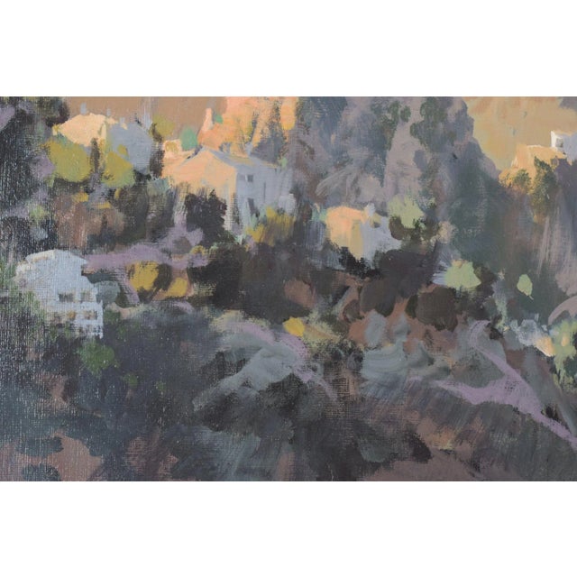 Mid-Century Modern Mountain Landscape, 1985, Oil on Board For Sale - Image 3 of 10