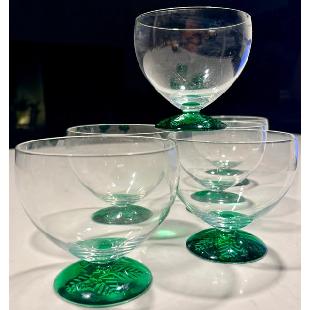 Glow Green Footed Dessert Glasses by Mikasa- Set of 6 For Sale In Palm Springs - Image 6 of 12
