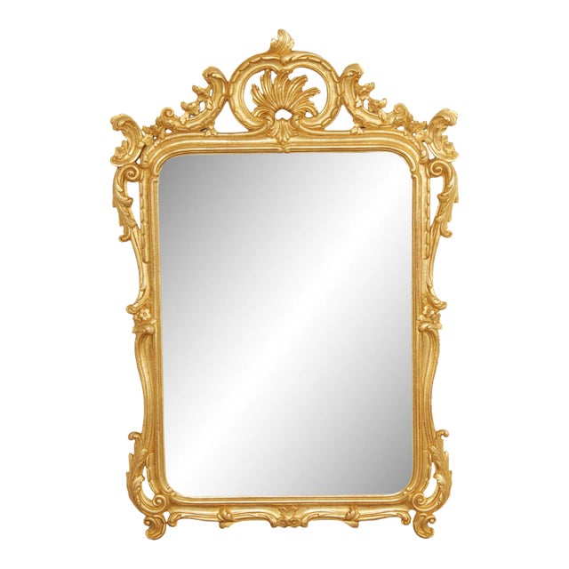 Late 20th Century Italian Rococo Style Giltwood Wall Mirror For Sale