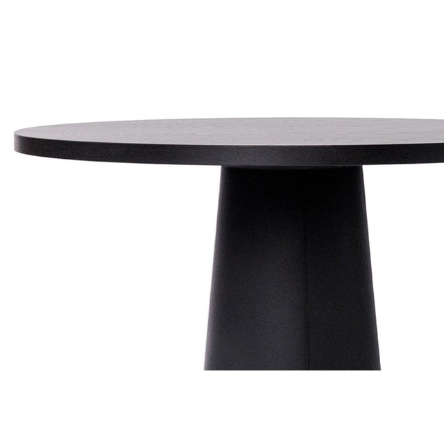 Black Stained Oak Top Container Round Pedestal Dining Table, Moooi