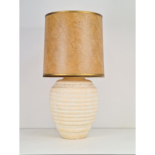 1970s Vintage Organic Ribbed Plaster Table Lamp, 1970s For Sale - Image 5 of 9