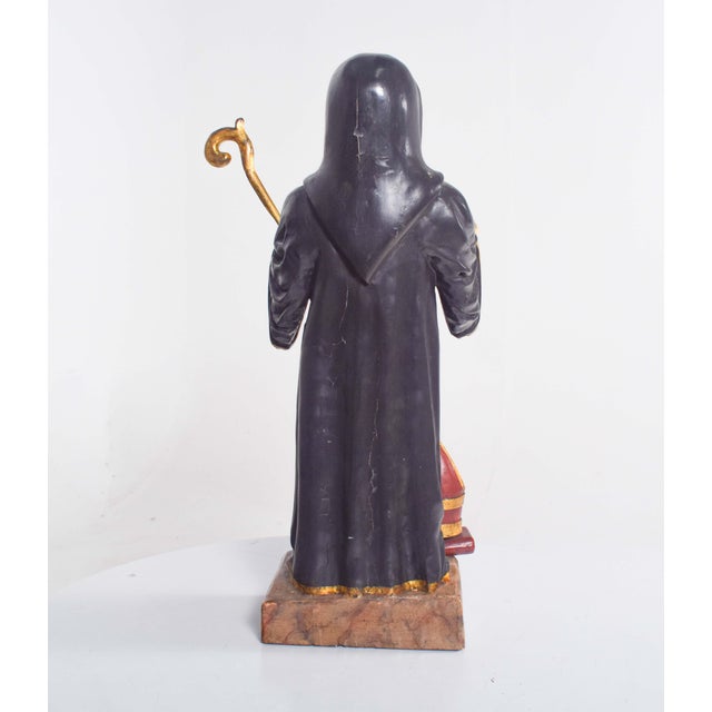 Wooden Sculpture of Saint Benedict, 1890s For Sale - Image 3 of 11