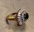 Mid-Century Modern Gold-Plated Emerald & Diamond Cocktail Ring For Sale - Image 3 of 6