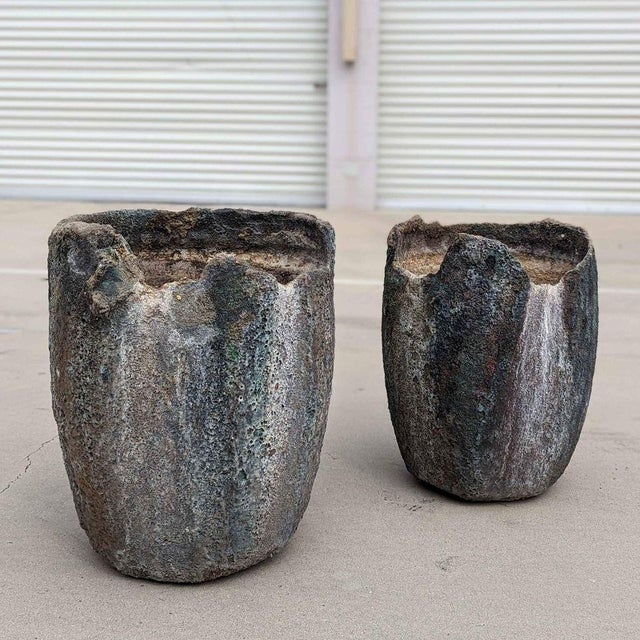 Pair of Vintage Patinated Industrial Crucible Planters, Rustic For Sale - Image 14 of 18