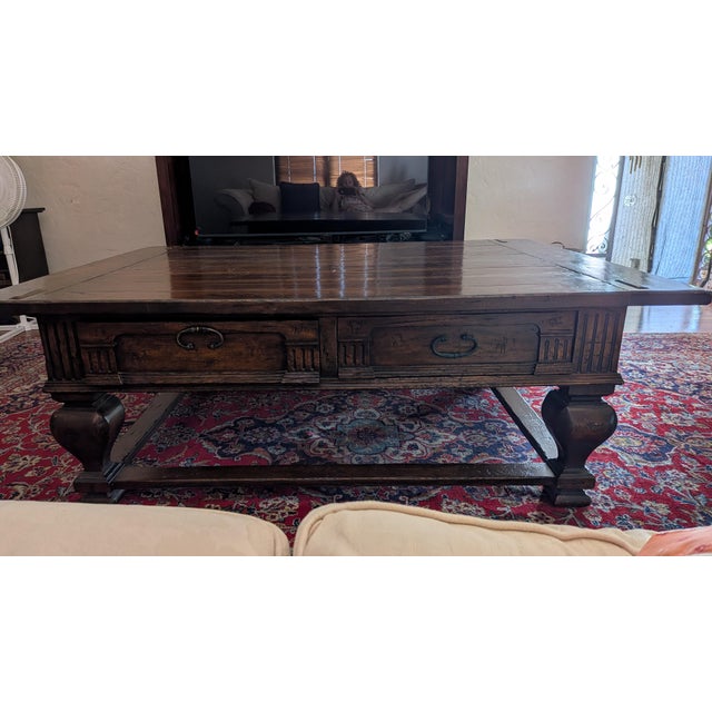 French Country Attributed Drexel Heritage Coffee Table 1950s For Sale - Image 3 of 8