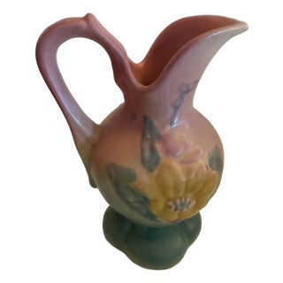 Vintage Hull Art Pottery Magnolia Matte Pink and Blue Ewer Pitcher #14 For Sale