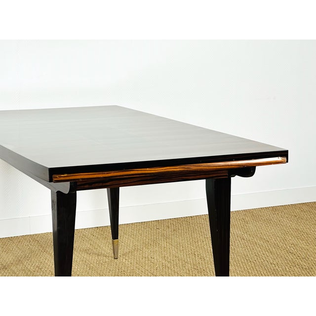 Black Art Deco Macassar Ebony Extendable Dining Table, France, 1940s For Sale - Image 8 of 17