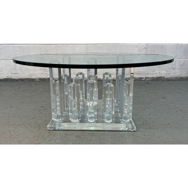Mid-Century Hollis Jones "Skyscraper" Style Lucite Coffee Table W/ Glass Top For Sale In New York - Image 6 of 9