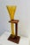 Mid-Century Modern Mid 20th Century Amber Empoli Glass Vase on Wood Stand For Sale - Image 3 of 9