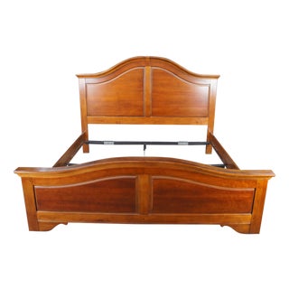 Late 20th Century Lexington French Louis Philippe Style Paneled Cherry Arched King Size Bed For Sale