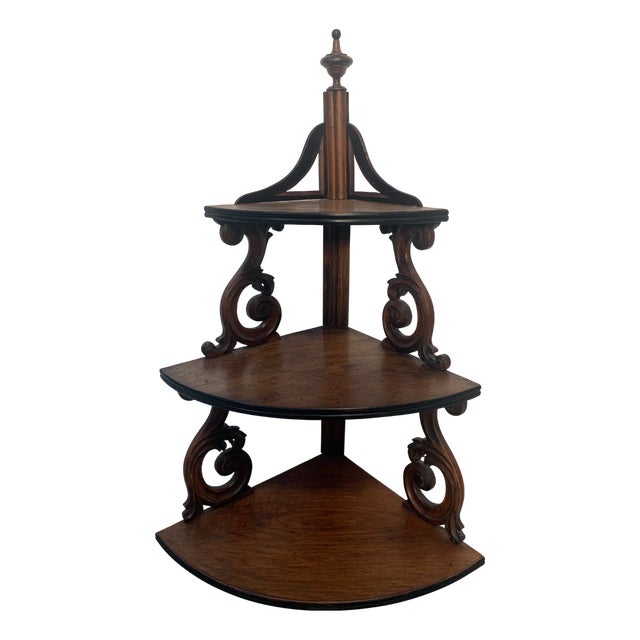 Napoleon III Style Corner Shelf in Walnut, 1800s For Sale