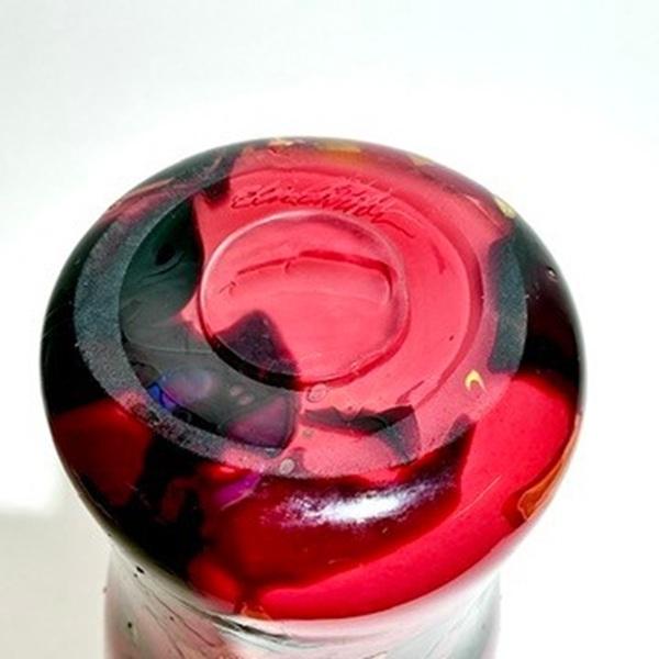 MCM Ruby Red Hand-Blown Studio Art Glass Vase 13'' Signed by Robert Eickholt 70s For Sale - Image 4 of 6