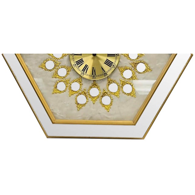 Large 32" Vintage Empire Art Products Hollywood Regency Mirrored Wall Clock For Sale - Image 4 of 12