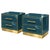 Petrol Blue Murano Glass Nightstands on Brass Plinth from Justfurnituress SRL, Set of 2 For Sale - Image 9 of 9