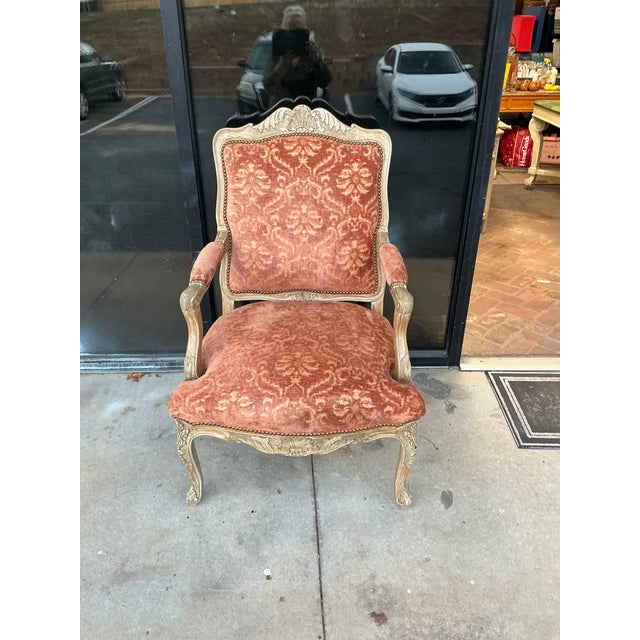 William Switzer Cerused Carved Fruitwood French Louis XV Style Arm Chair For Sale - Image 12 of 14