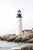 Contemporary White Lighthouse Coastal Scene, Minimalist Seascape Art Print, 24″ × 36″ For Sale - Image 3 of 8