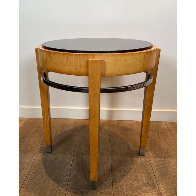 1940s 1940s Sycamore veneer and chrome The Pedestal with marble top For Sale - Image 5 of 12