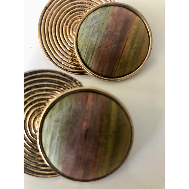 Les Bernard 1980s Les Bernard Abstract Sunset Gold Earrings - Set of 2 For Sale - Image 4 of 7