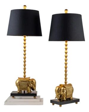 Royal Gold Elephant Lamp, Set of 2