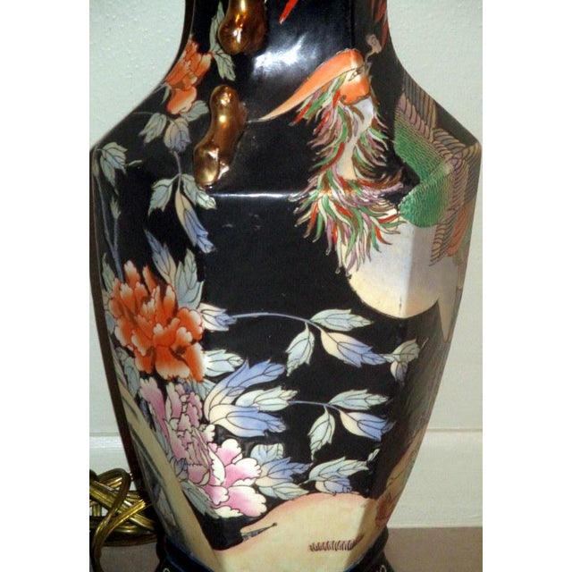 Ceramic Mid 20th Century Vintage Chinese Hand-Painted Table Lamp For Sale - Image 7 of 11