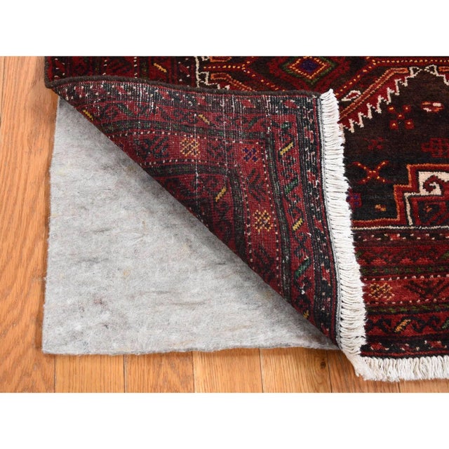 Traditional 1960 3'7"x6'5" Brown Vintage Persian Baluch Pure Wool Hand Knotted Oriental Rug For Sale - Image 3 of 9