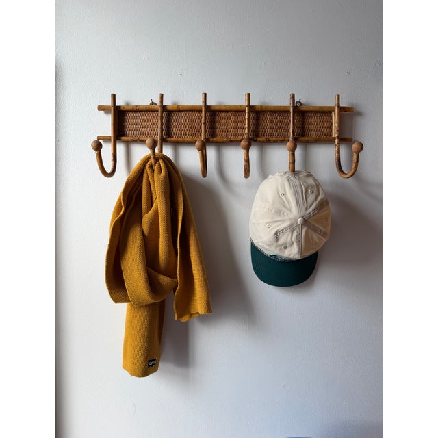 Incredible midcentury wall hung rack for hats scarves and coats