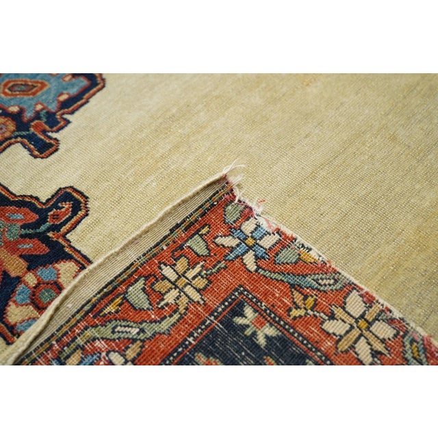 This scatter is one of the most desirable of Farahan-Sarouk types with its contrast of a very subtly abrashed open sandy-...