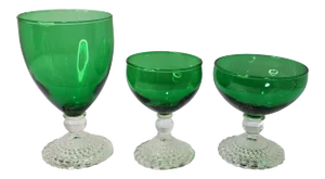 Mid Century Anchor Hocking Forrest Green 3 Piece Stemware Set
