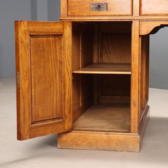 Oak Desk with Leather Top For Sale - Image 5 of 11