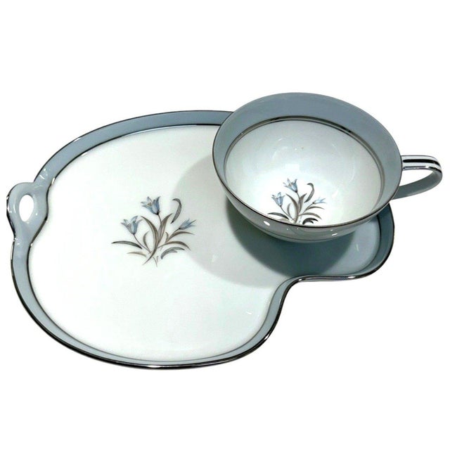 Beautiful vintage Noritake China "Bluebell" pattern No. 5556 snack plate and cup sets, made in Japan. This coordinated set...