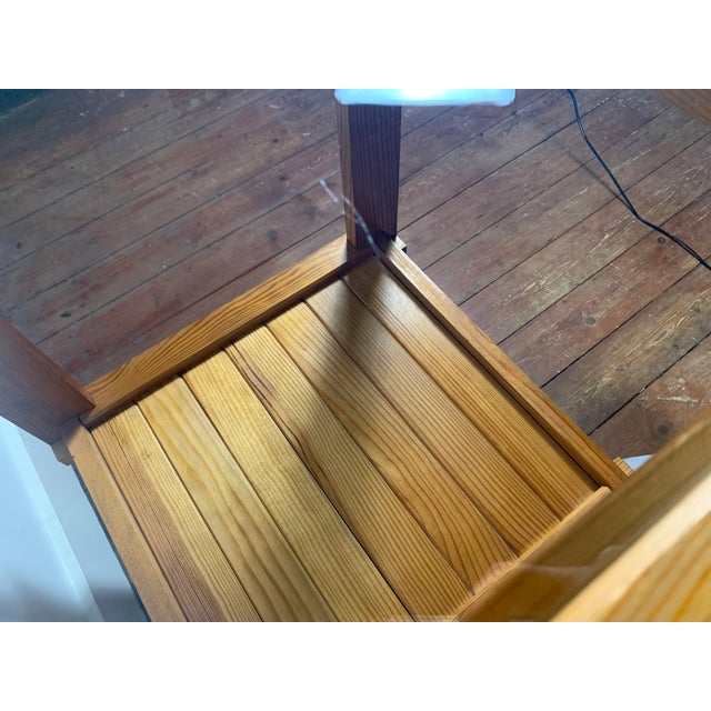 Pine side table from the 1970s-80s, remarkable assembly work In the style of Maison Regain furniture Very nice work part's...