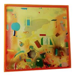 Contemporary Abstract Mixed-Media Painting by Kristina Zallinger, Framed