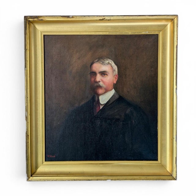 ** Please Read Entire Description ** Early 20th Century Antique Oil Portrait Painting Signed and Framed in a Giltwood...