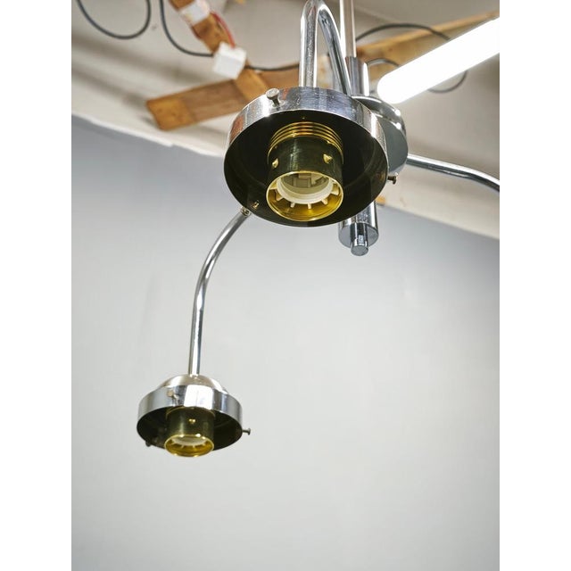Czech Bauhaus Chandelier with Opaline Glass Globes, 1940s For Sale - Image 4 of 17