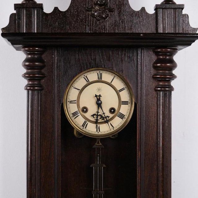 Vintage Junghans Oak Wall Clock, 1920s For Sale - Image 6 of 11