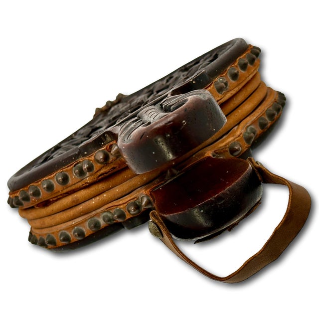 Fine Antique Hand Carved Walnut Black Forest Fireplace Bellows Northwind For Sale - Image 12 of 18