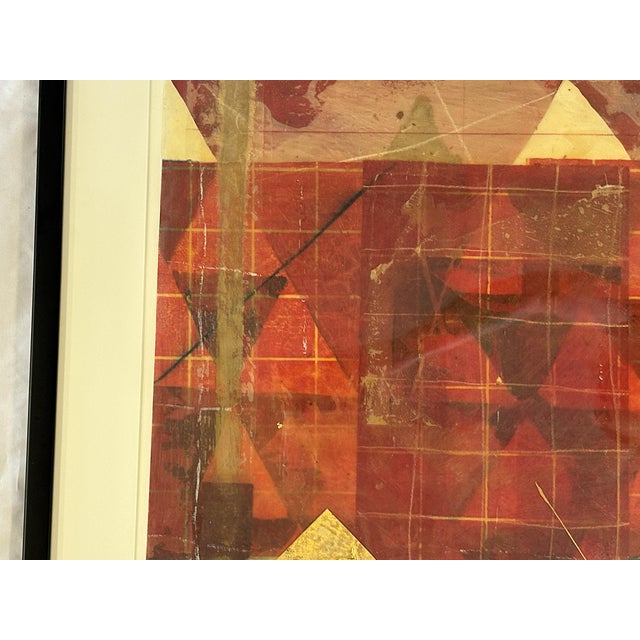C1979 Original Steven Sorman (American 1948-Present) Mixed Media Framed Collage 'Untitled Red' For Sale - Image 12 of 18