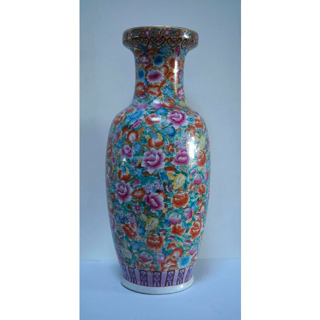 Vintage 1920s "Thousand Flowers" Parcel Gilt Rouleau Vase For Sale - Image 9 of 9
