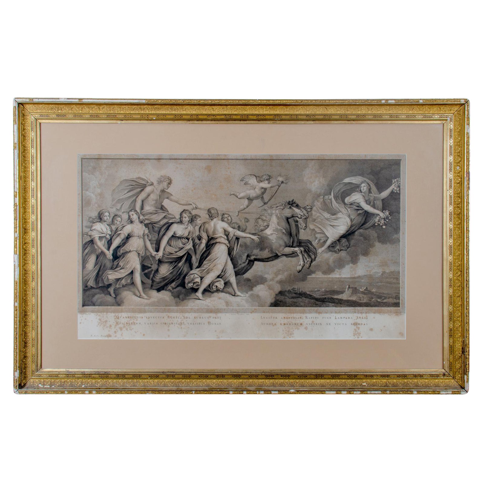 Italian Aurora Engraving After Guido Reni Fresco Painting by r.s