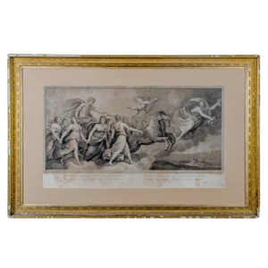 Italian Aurora Engraving After Guido Reni Fresco Painting by r.s. Morghen, C.1787