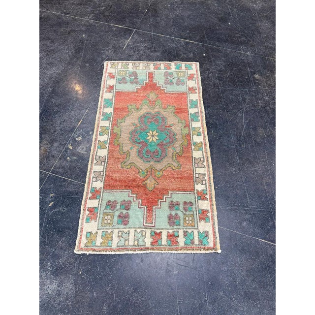 Turkish Mini Rug Oriental Hand Knotted Vintage Rug 1'7" x 2'11" #17891 Explore a curated collection of hallway runners,...