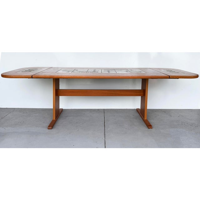 Gangsø Møbler Danish Tile Top Dining Table, Poul H. Poulsen Signed in Teak, For Sale - Image 4 of 7